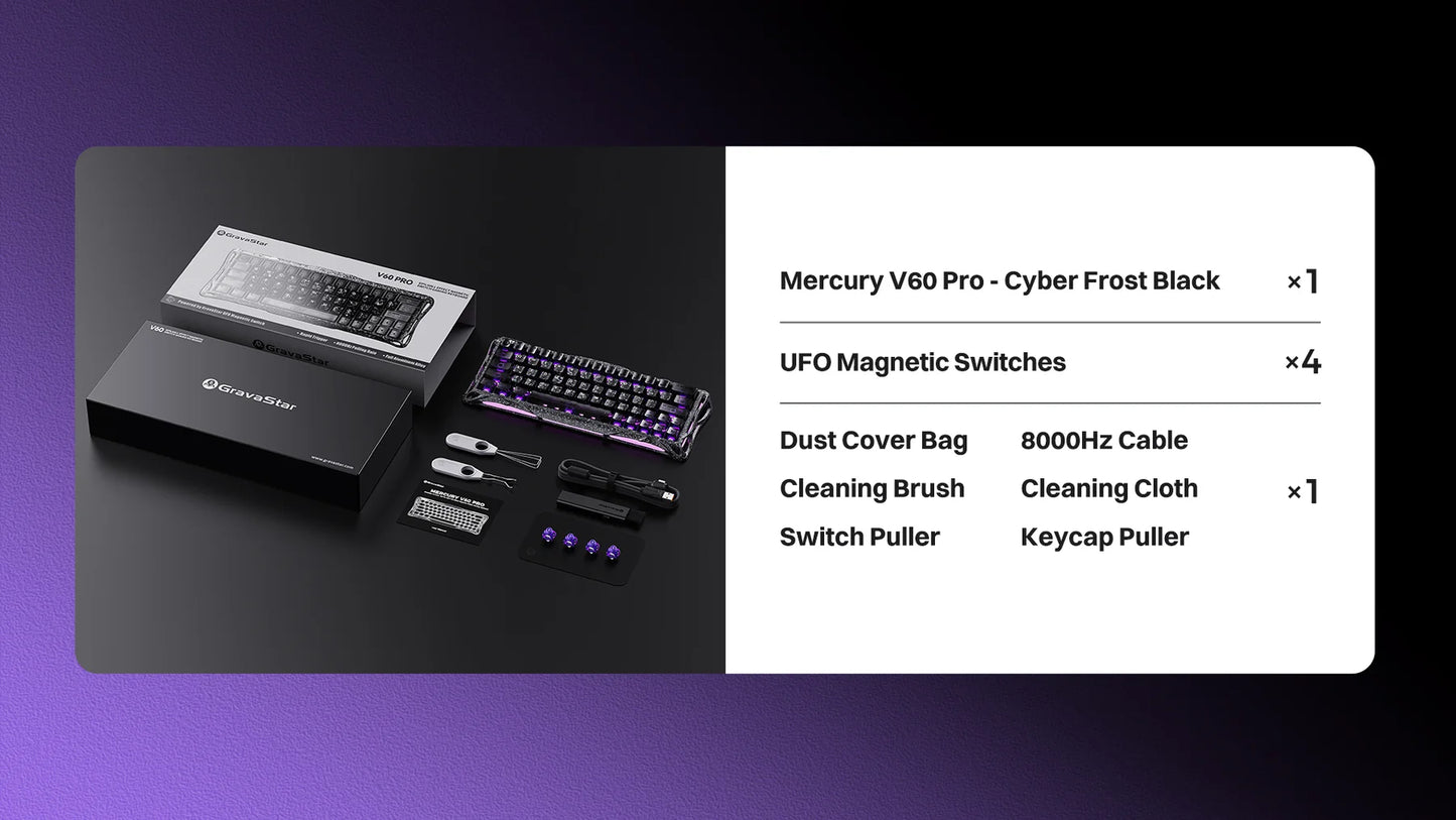Teclado Gamer Gravastar V60 Pro - Edicion Especial Negro Cyber Frost