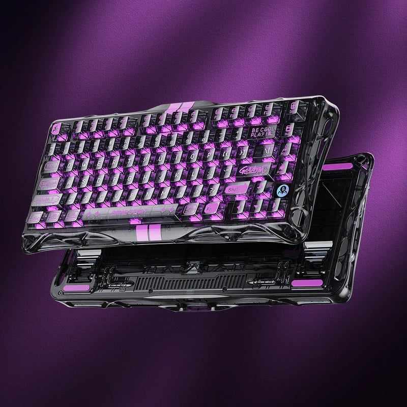Teclado Gamer Gravastar Mercury V75 Lite Negro Transparente