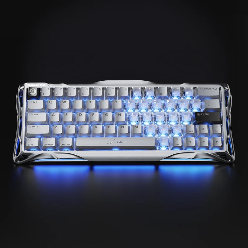 Teclado Gamer Magnético Gravastar Mercury V60 Pro - Edición Especial Chrome Silver
