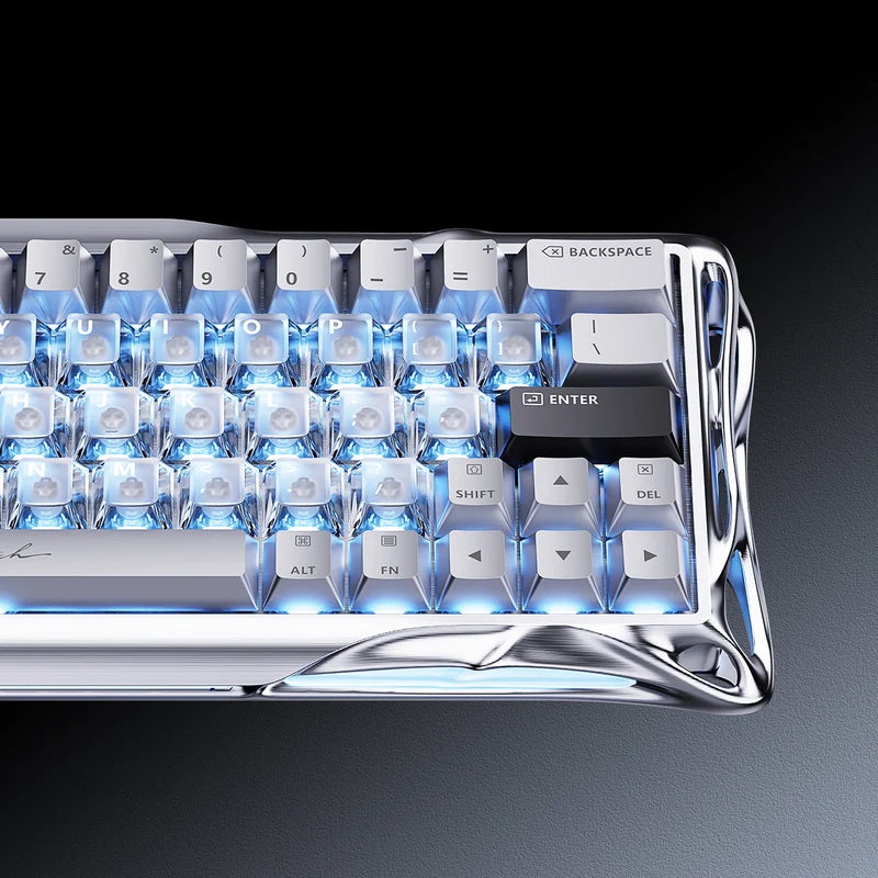 Teclado Gamer Magnético Gravastar Mercury V60 Pro - Edición Especial Chrome Silver