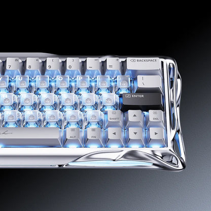 Teclado Gamer Magnético Gravastar Mercury V60 Pro - Edición Especial Chrome Silver
