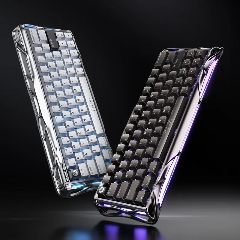 Teclado Gamer Magnético Gravastar Mercury V60 Pro - Edición Especial Chrome Silver
