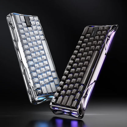 Teclado Gamer Magnético Gravastar Mercury V60 Pro - Edición Especial Chrome Silver