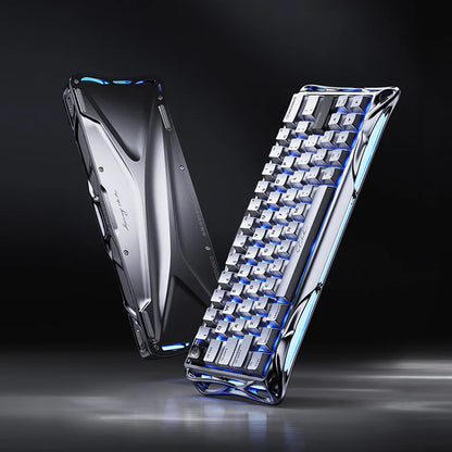 Teclado Gamer Magnético Gravastar Mercury V60 Pro - Edición Especial Chrome Silver