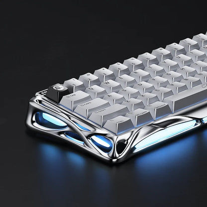 Teclado Gamer Magnético Gravastar Mercury V60 Pro - Edición Especial Chrome Silver