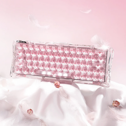 Teclado Gamer Magnético Gravastar Mercury V60 Pro - Edición Especial Cristal Rosa