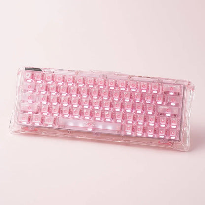 Teclado Gamer Magnético Gravastar Mercury V60 Pro - Edición Especial Cristal Rosa