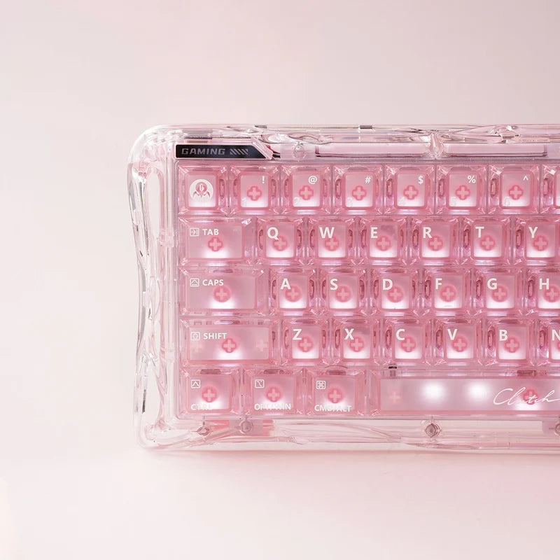 Teclado Gamer Magnético Gravastar Mercury V60 Pro - Edición Especial Cristal Rosa