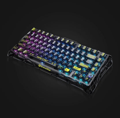 Teclado Mecánico Gamer Gravastar Mercury K1 Lite - Edición Especial Negro Transparente