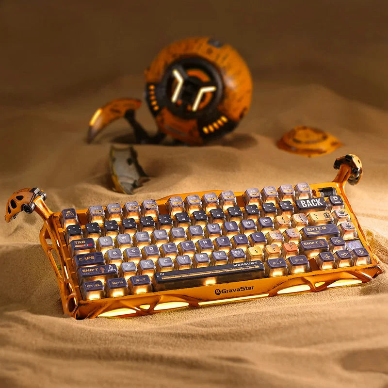 Teclado Mecanico Gamer GravaStar Mercury K1 Pro Edición Especial - Amarillo Desgastado