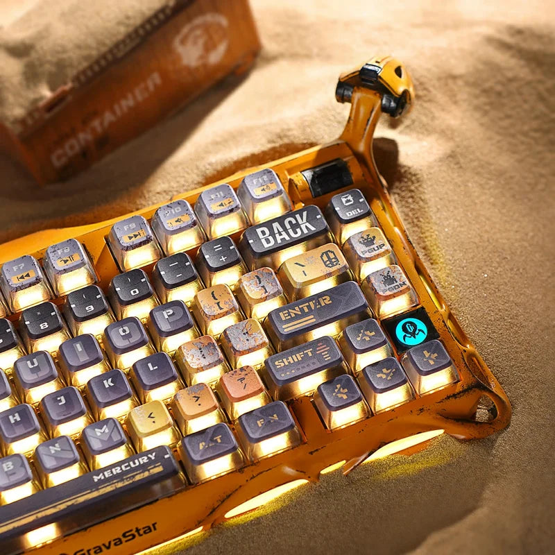 Teclado Mecanico Gamer GravaStar Mercury K1 Pro Edición Especial - Amarillo Desgastado