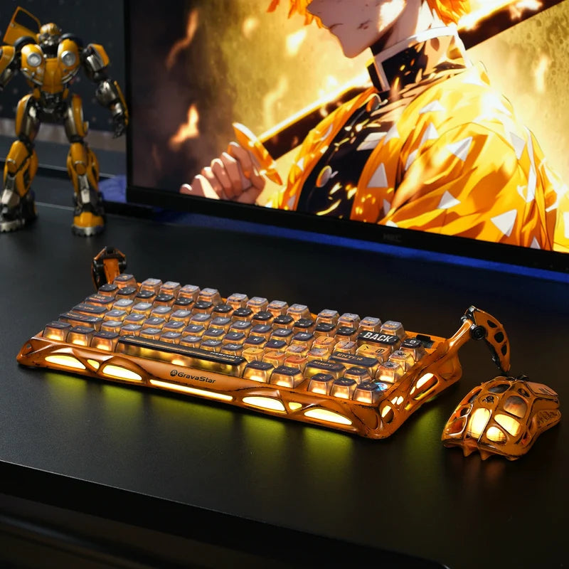 Teclado Mecanico Gamer GravaStar Mercury K1 Pro Edición Especial - Amarillo Desgastado